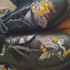 Dr. Martens Black Shoes with Colorful Embroidery